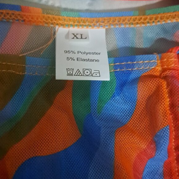 Three Piece Multicolor Triangle Halter Bikini with Mesh Skirt XL Unbranded - Picture 13 of 13